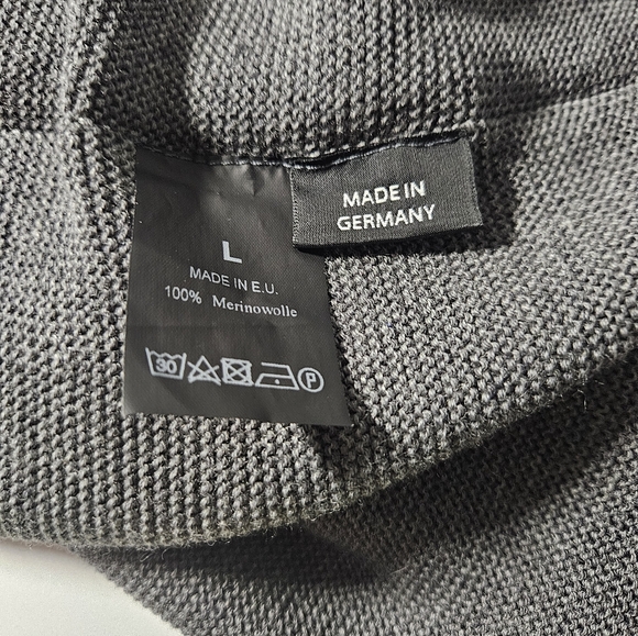 Hannes Roether Gemany Grey Marino Wool Ribbed V-Neck Sweater Dress - Picture 15 of 16